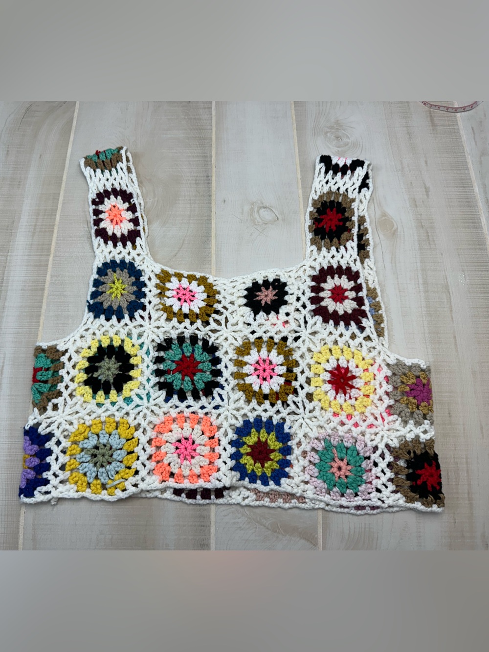 Handmade Crochet Granny Square Tank Top in Multi Colors